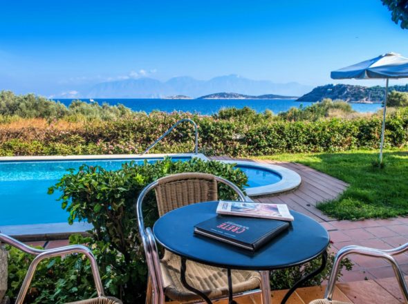 Studio Sea View 2 Adults outdoor area pool and sea view 3 Mirabella Apartments Agios Nikolas Crete